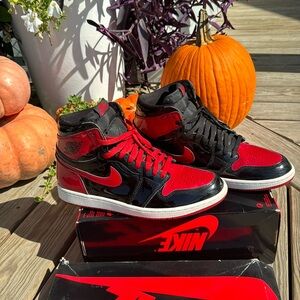 🖤❤️ NIKE AIR JORDAN 1 RETRO HIGH OG red and black Patent leather MENS 12